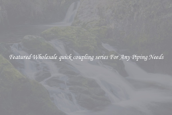 Featured Wholesale quick coupling series For Any Piping Needs